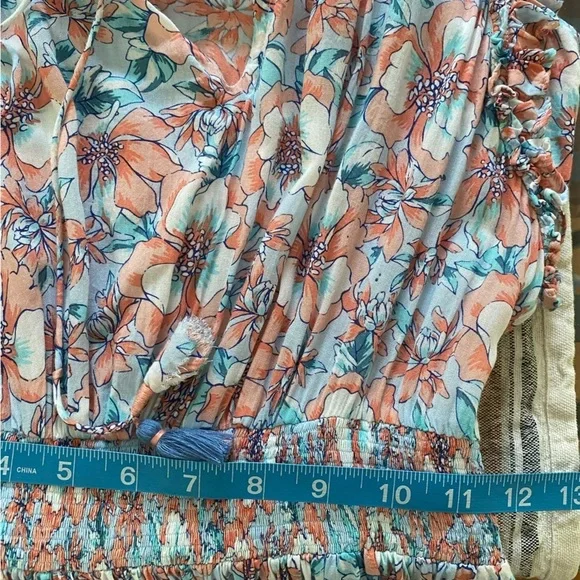 Poupette St. Barth Aqua Dalia Floral Print Triny Smocked Mini Sundress - Picture 14 of 16